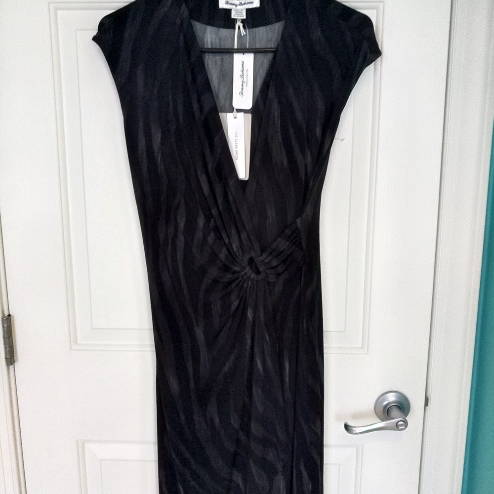 Tommy Bahama Black Knot-Front Midi Dress